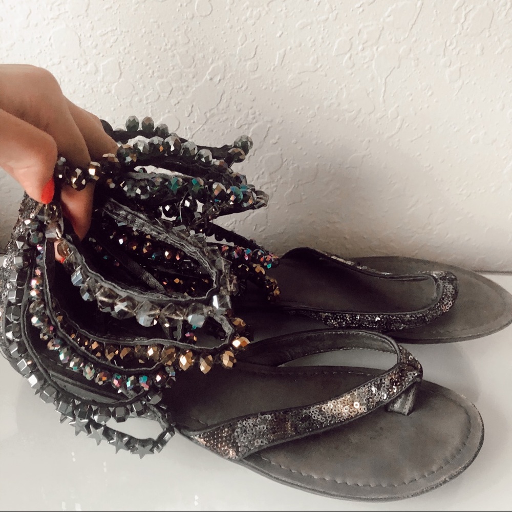 SOLD - Sequins & accessorized sandals